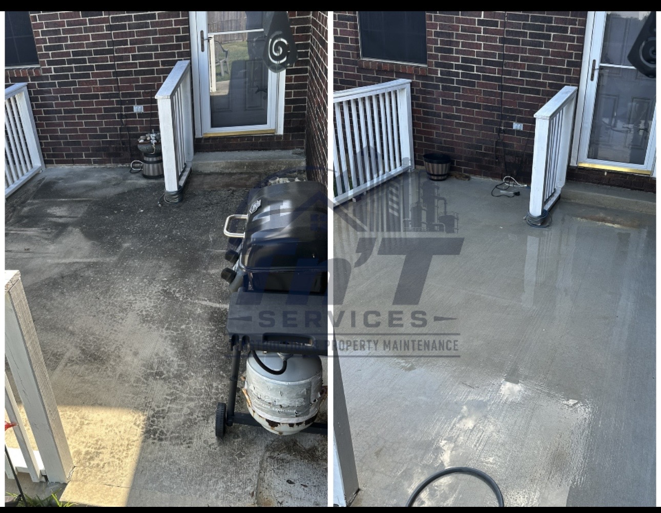 Back Patio Cleaning before and after