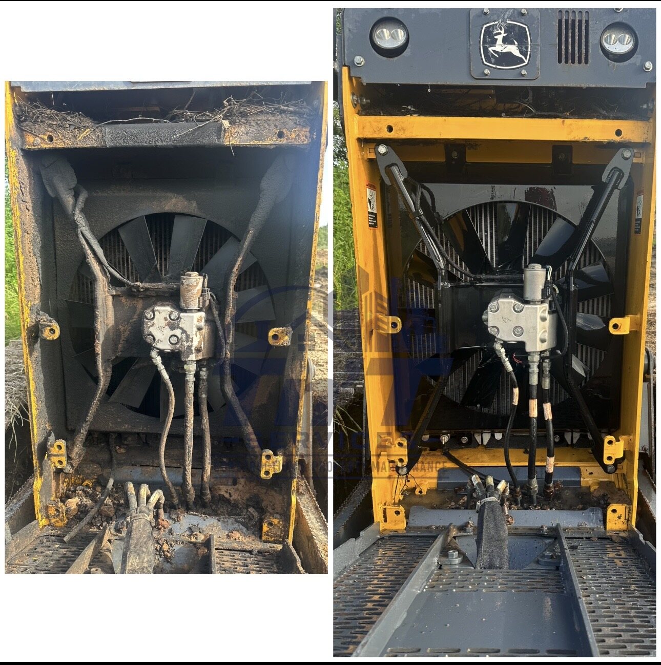 Skid Steer Compartment Cleaning before and after